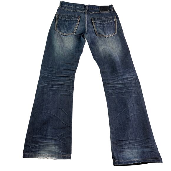 Ring of Fire Jeans Mens 30x32 Boot Cut Del Rey Dark Wash Distressed Denim - Picture 2 of 13